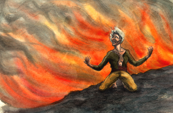aquarelle incendie